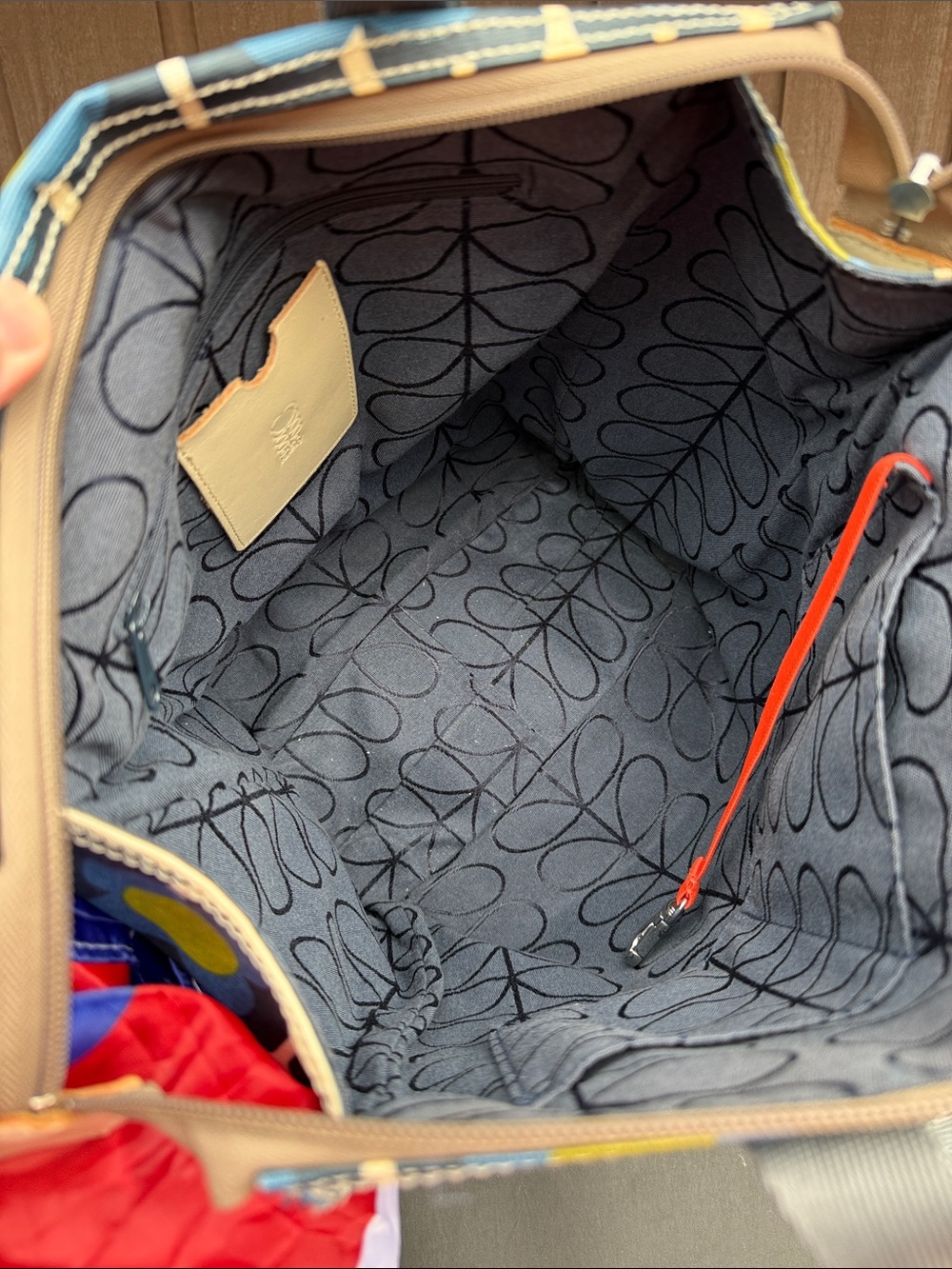 Orla Kiely Blue and Yellow Retro Floral Backpack Tote - Picture 5 of 15